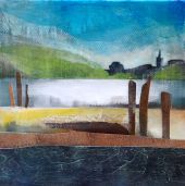 "Rzeka Hudson"  Akryl na płótnie 25,4 x 25,4 cm